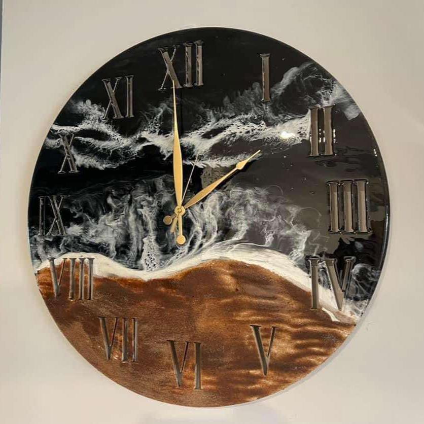 Black and white ocean clock - 60cm