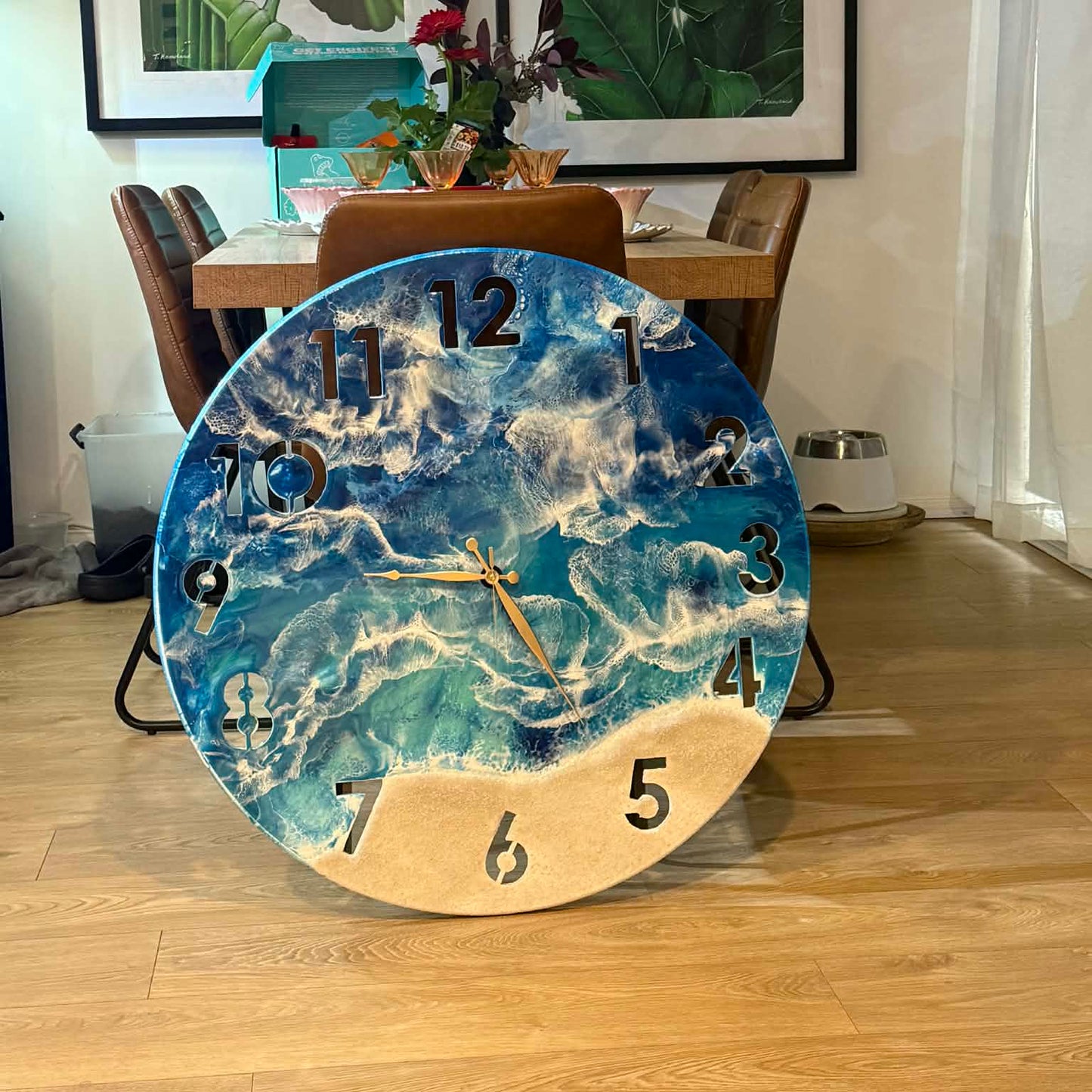 80cm Ocean Blue Clock