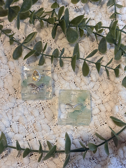 Square Floral Ring holder set - a