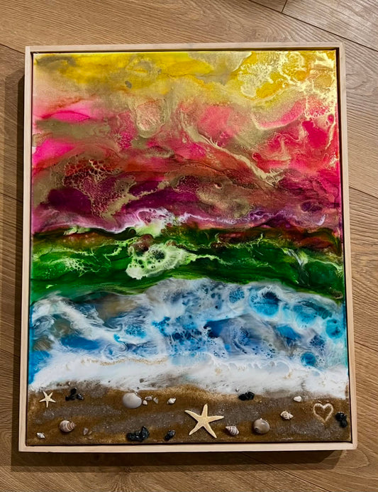 Premium Canvas Handmade Floating Framed Ocean Collection & Memorial art