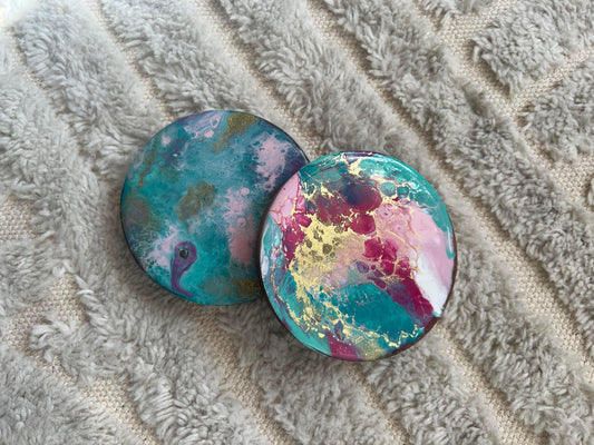 Pink, Blue and Gold Coasters