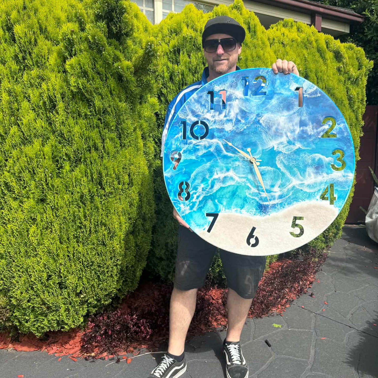 80cm Ocean Blue Clock