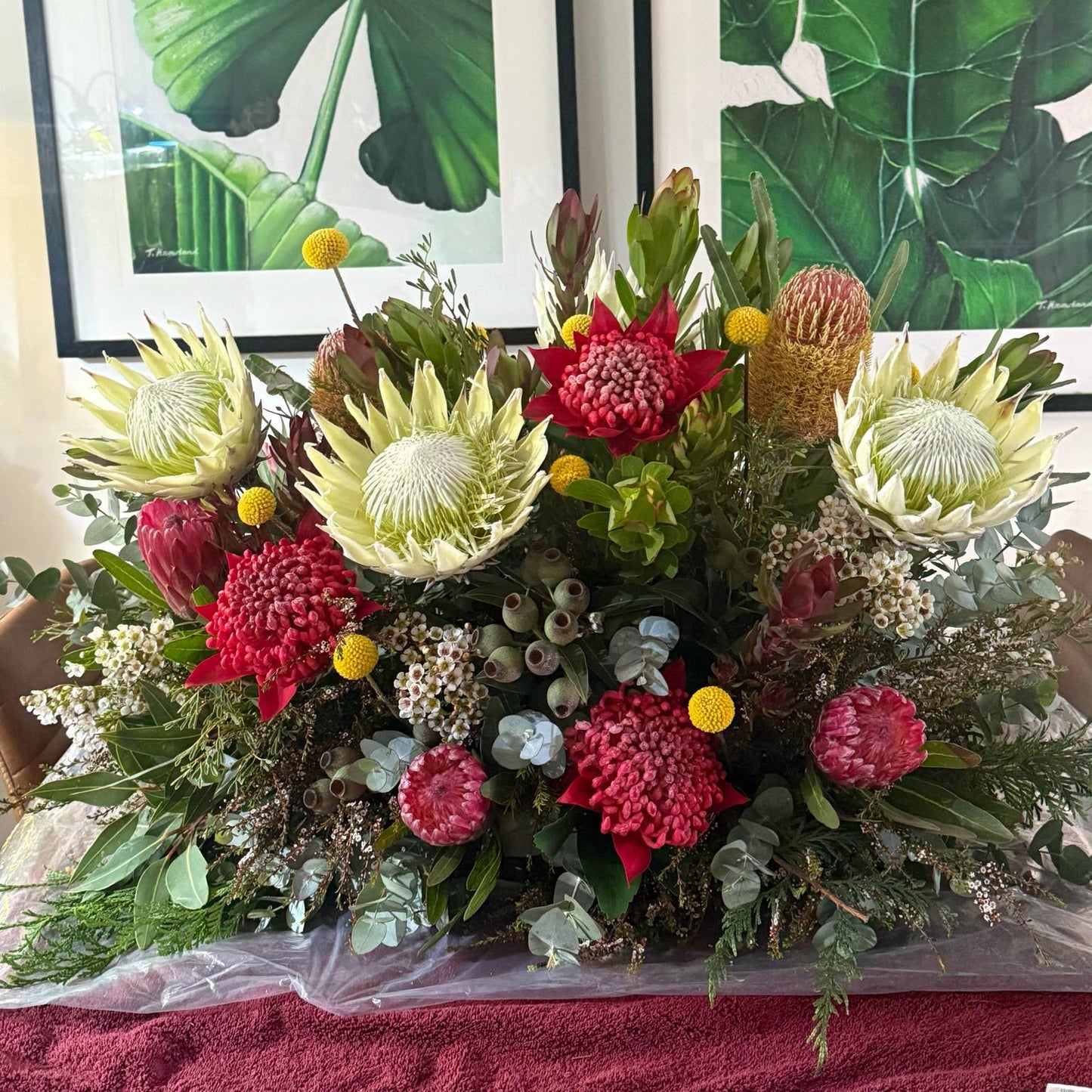 Beautiful Farewell Flowers – Casket Spray & 2 Plinth Arrangements