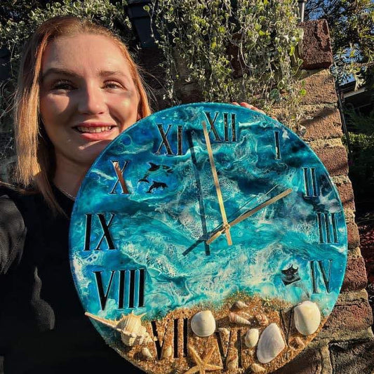 Mixed Ocean 40cm Clock, Dolphins and Rays