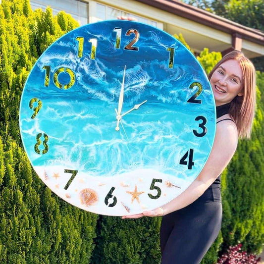 80cm Mixed Ocean Blue Clock