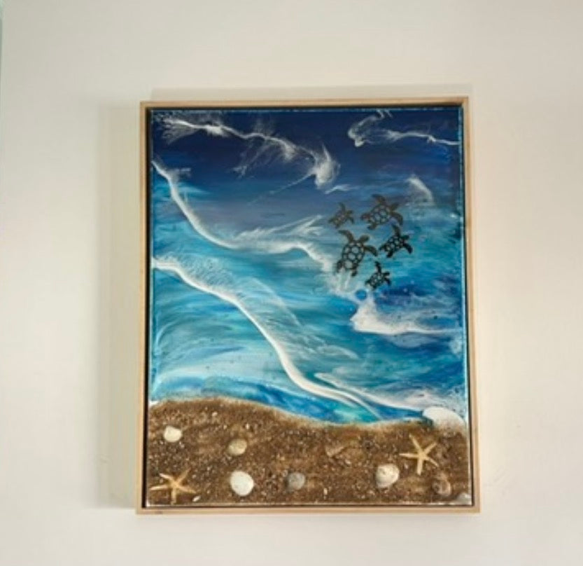 Premium Canvas Handmade Floating Framed Ocean Collection & Memorial art