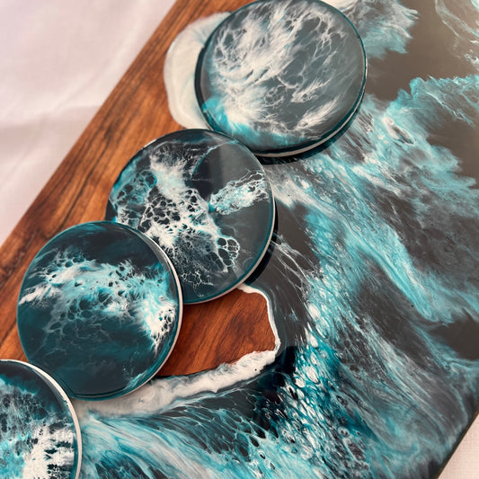 Set of 4 Dark Turquoise ocean coasters